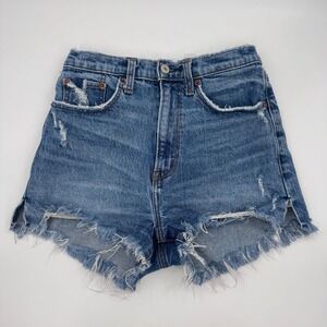 Abercrombie & Fitch Curve Love High Rise Mom Shorts Distressed Size 26